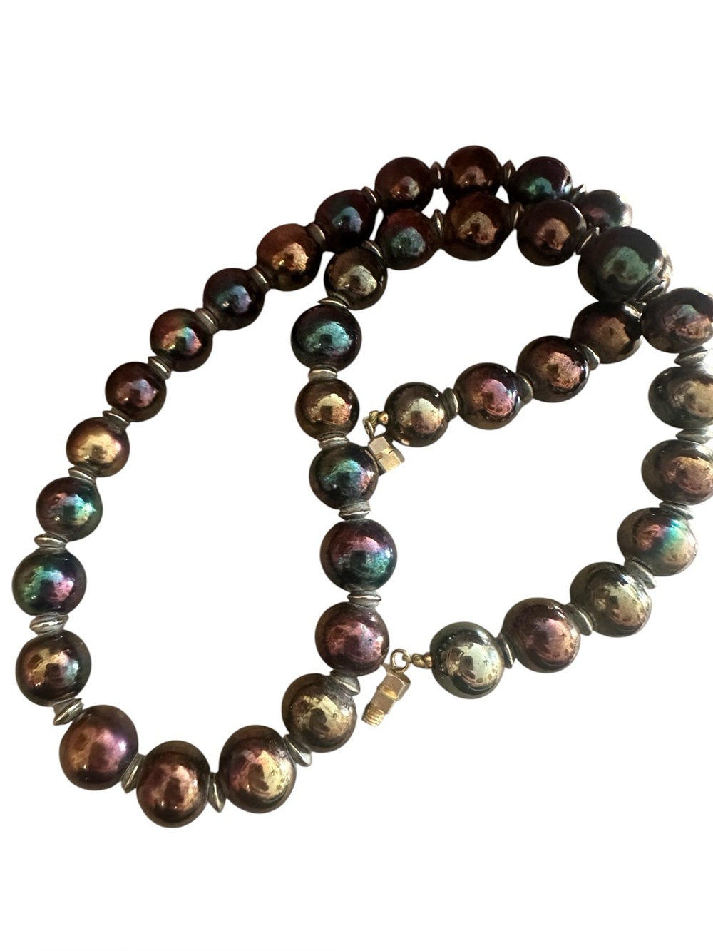 Iridescent Black Baroque Pearl Necklace - Lustrous Multicolor Shine